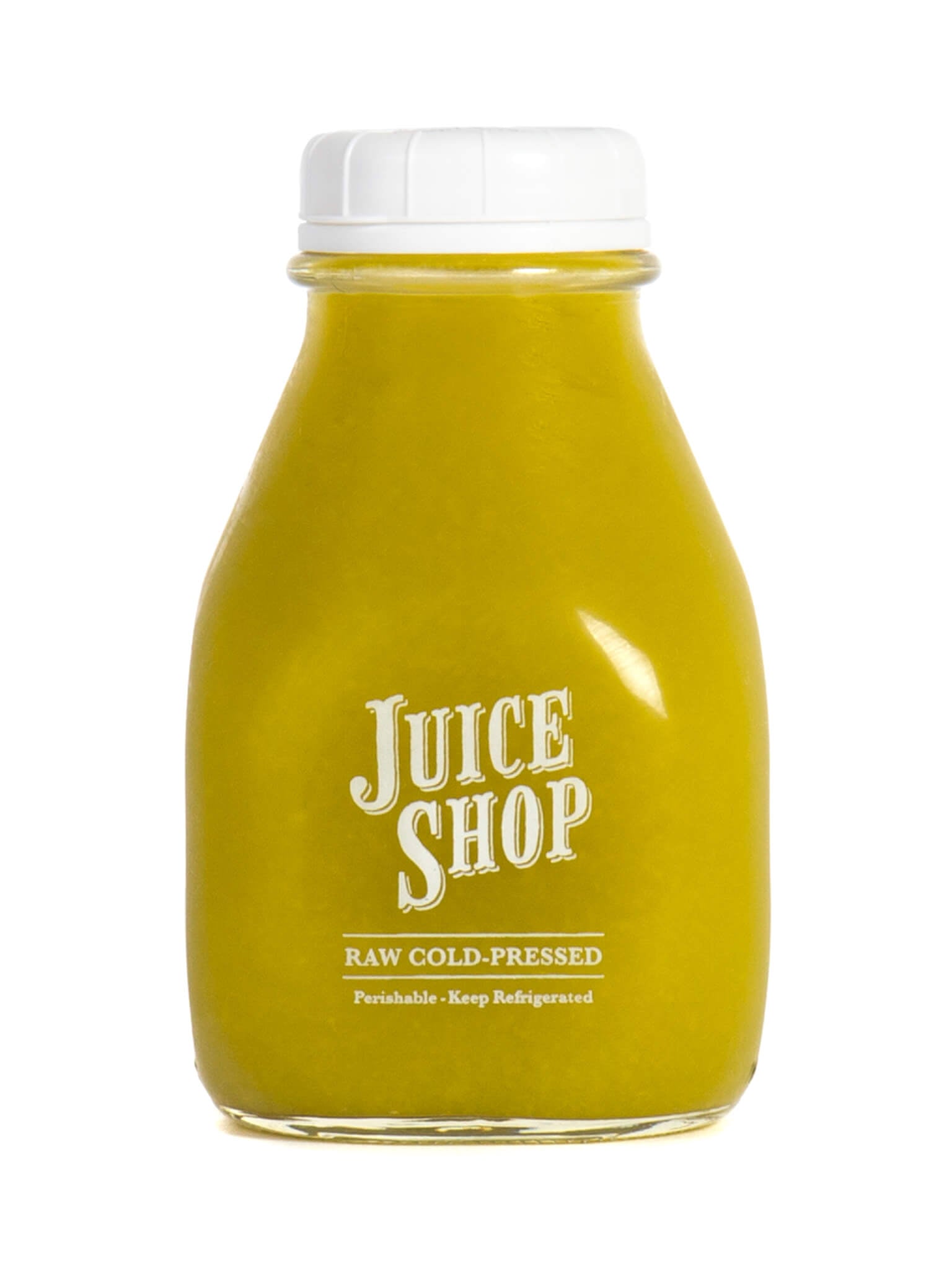 Juice Shop’s raw, cold-pressed juice in a vibrant golden hue. This organic, nutrient-dense blend is crafted for ultimate freshness and vitality. Perishable—keep refrigerated.